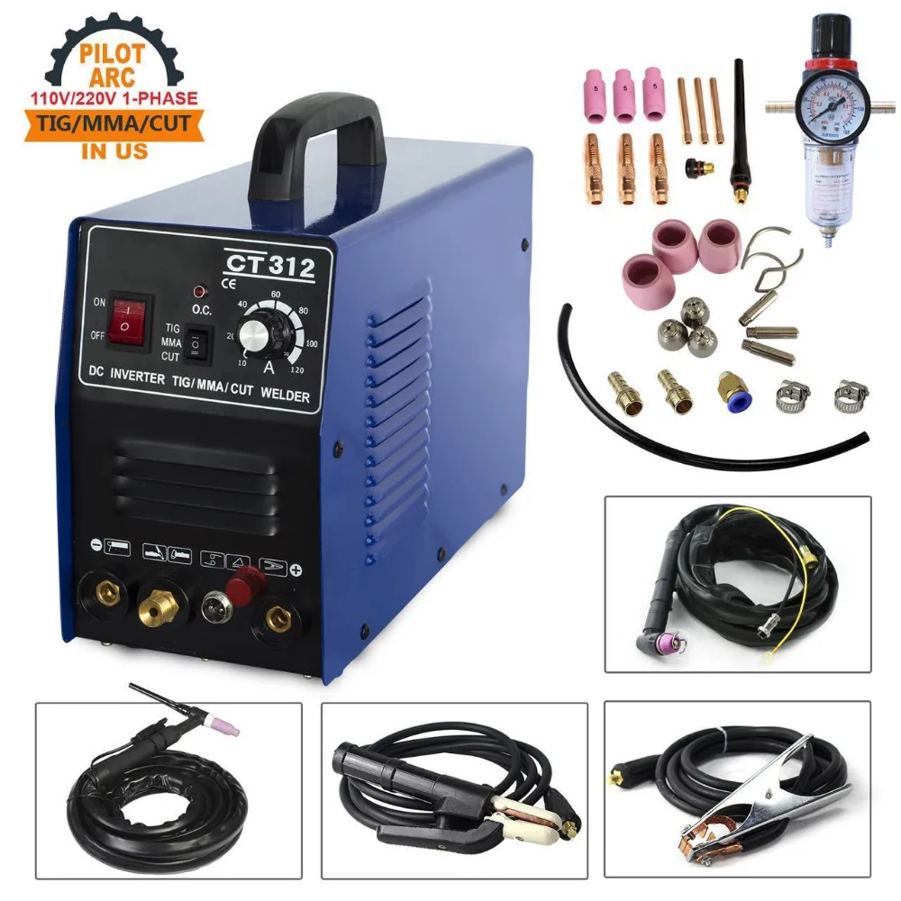 

CT312 TIG/ MMA/CUT TIG Welder, Inverter 3 in 1 Welding Machine,120A TIG/ MMA 30A CUT ,Portable Multifunction Welding Equipment