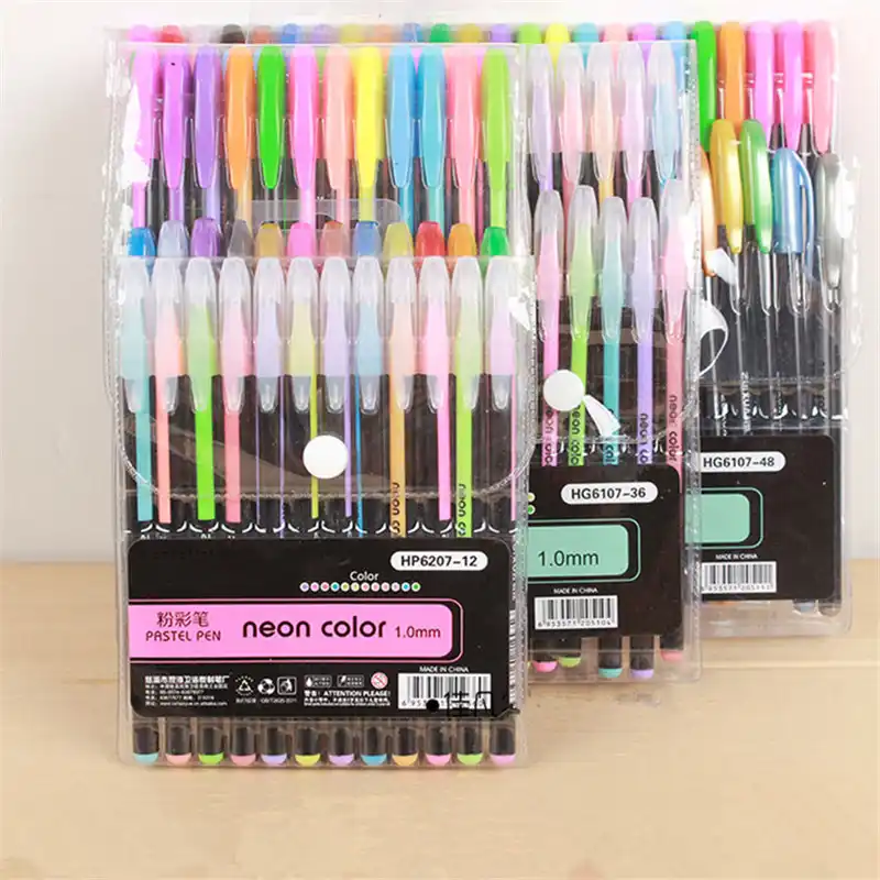 24 36 48 Couleur Gel Stylo Set Recharges Métallisé Pastel