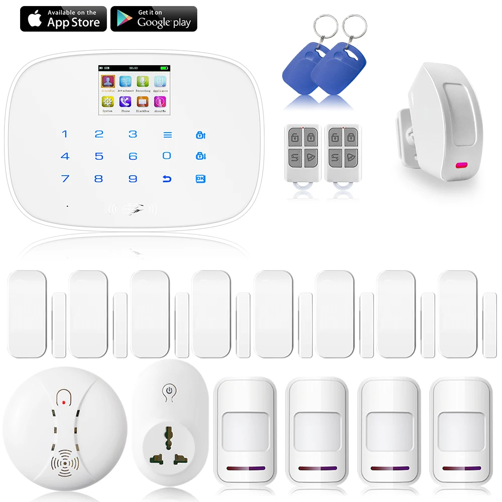 

G19 LCD GSM Wireless&Wired Security Intruder System+Smoke Detector alarm system APP