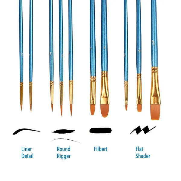 20 шт набор кистей для рисования, нейлоновые кисти для волос, акриловая акварель маслом, профессиональные наборы для рисования