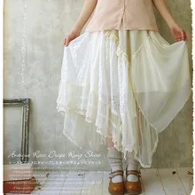 Mori Girl Асимметричная кружевная юбка каваи принцесса фея Лолита юбка женская юбка в готическом стиле Туника Лолита забавная одежда Мори юбки