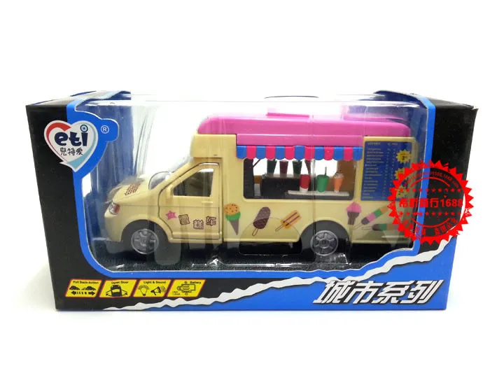 ETI брендовые Детские литые модели мороженого грузовик фаст-фуда со светом и звуком в подарочной коробке