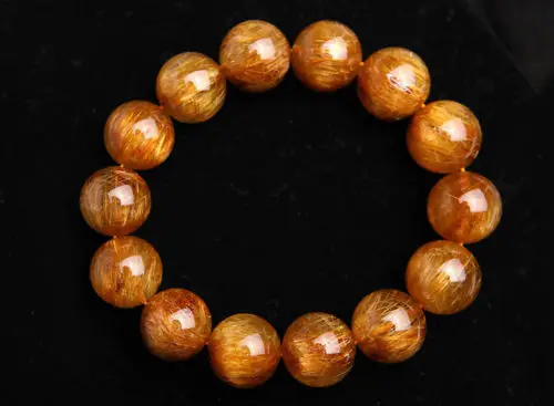 

huij 001671 Top Quality Natural Copper Rutilated Quartz Crystal Beads Bracelet