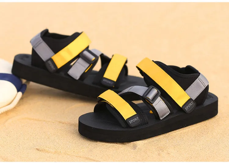 Новые летние сандалии из плотной ткани Для мужчин повседневная обувь Размеры; большие размеры 36-45, для влюбленных, пляжные сандалии с застежкой-липучкой легкая мужская обувь EVA