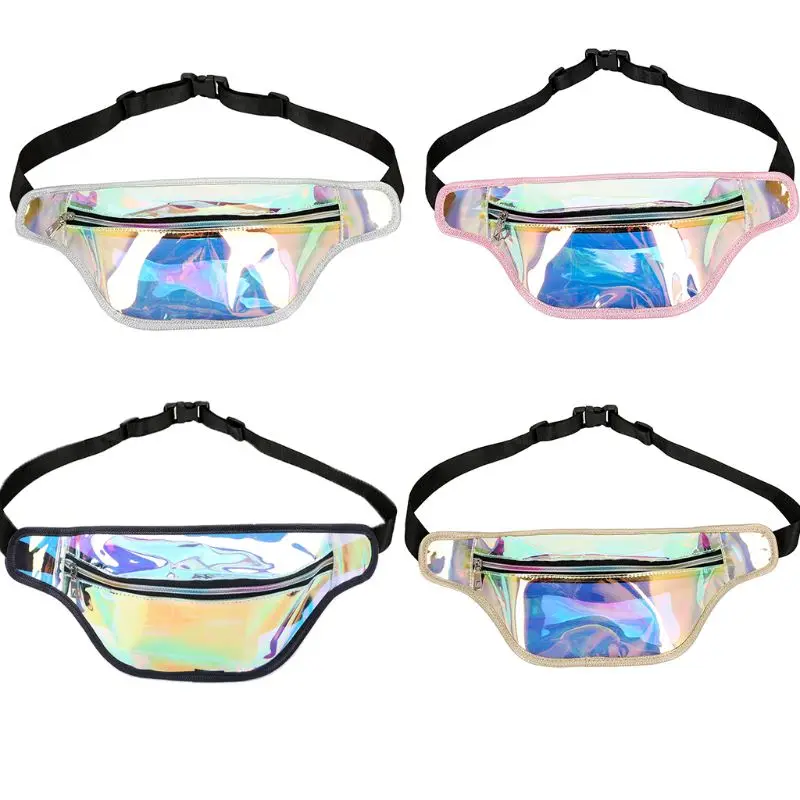 1 шт. лазерная прозрачная поясная сумка для женщин Летняя прозрачная пляжная поясная сумка с цветным блоком ПВХ 30x17 см