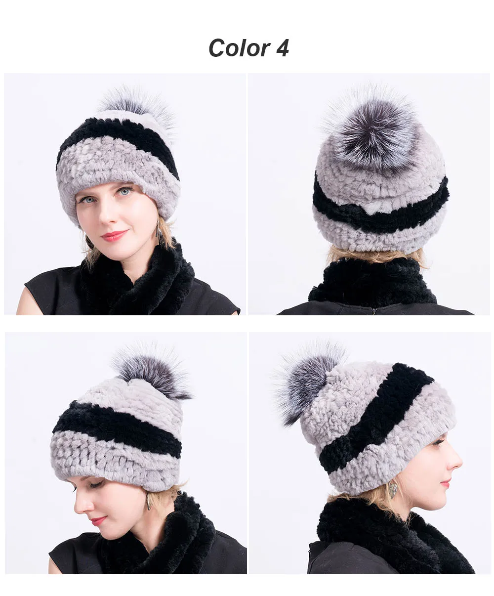 rex rabbit fur hat pompom color 4