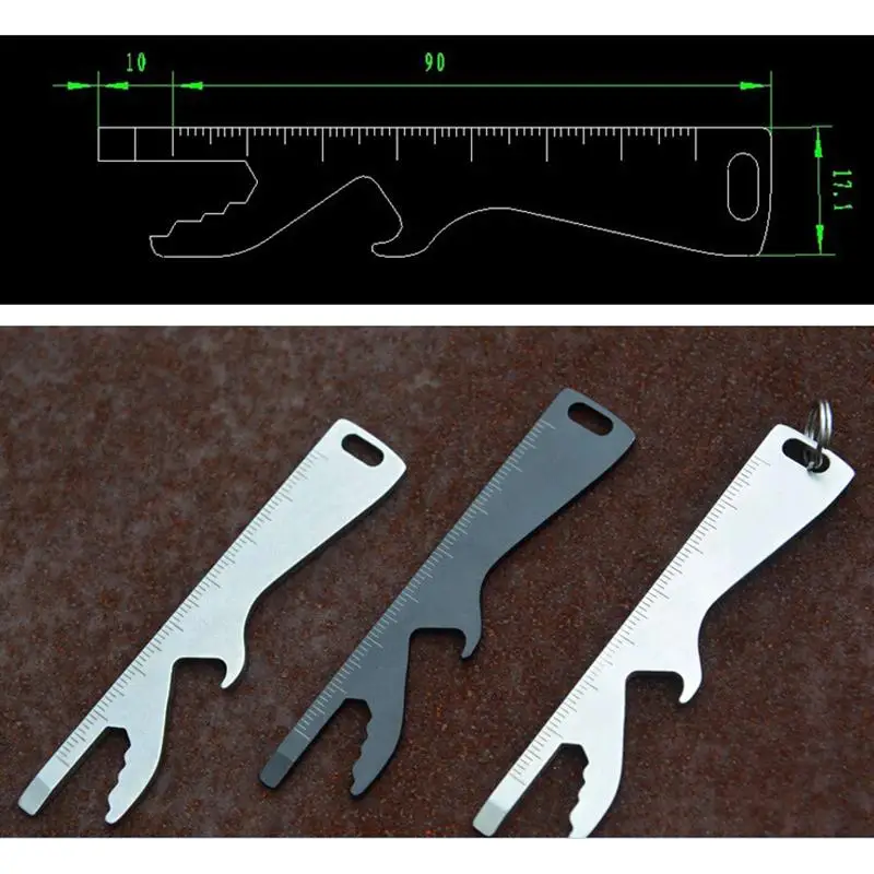 New 5 in 1 EDC Gear Multi Screwdriver Tool Bottle Opener Measuring Ruler Screwdriver Tools Black Silver Colors 1PCS