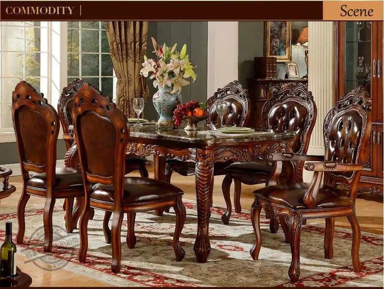 Итальянский обеденный стол в античном стиле, из натурального дерева и натурального мрамора, роскошный обеденный стол в итальянском стиле, набор o1098