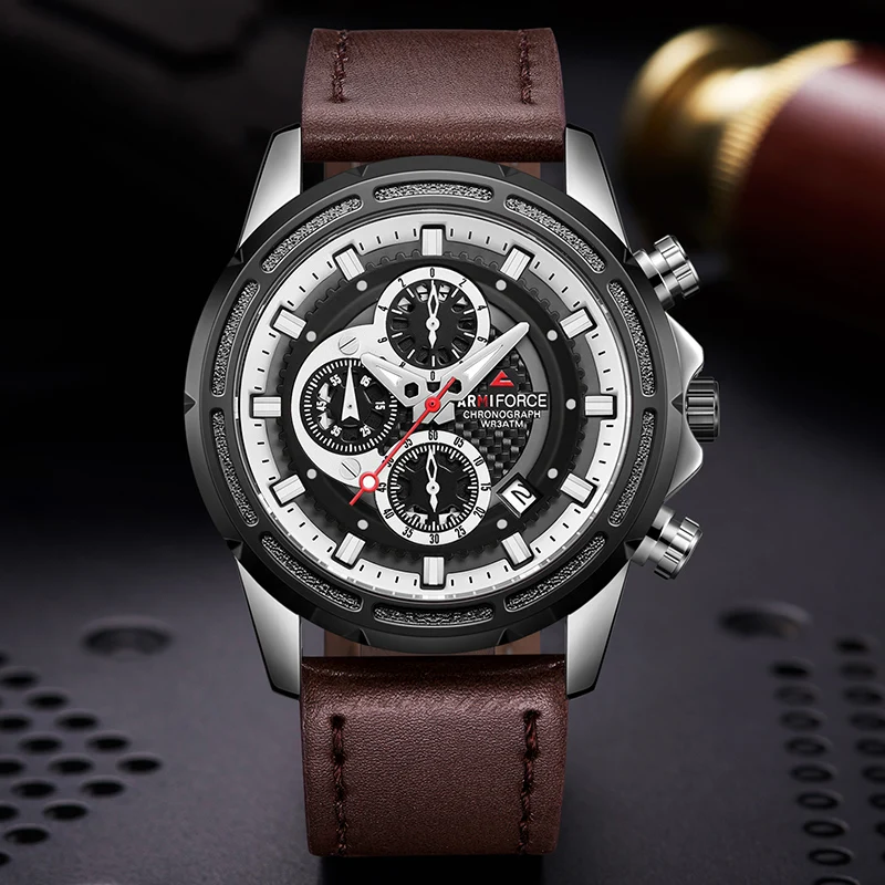 Топ ARMIFORCE люксовый бренд мужские часы кварцевые Военные мужские кожаные спортивные часы Бизнес Мужские наручные часы, водонепроницаемые часы