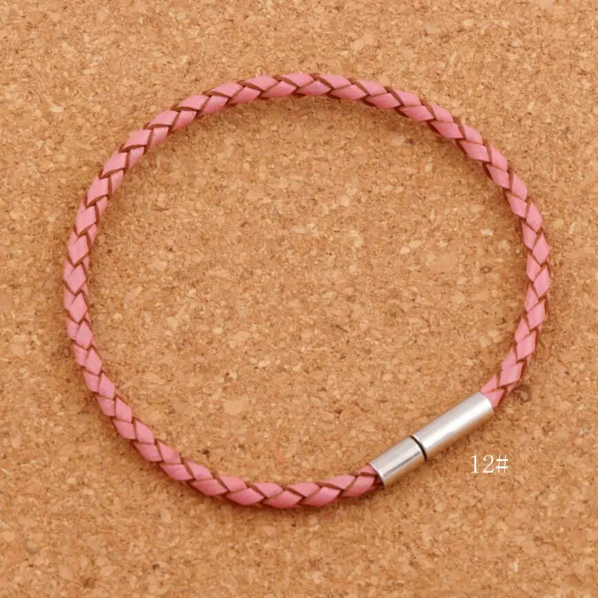 

Braided Genuine Leather Bracelet Bangle 3mm Leather Bracelets Rope 8inch 24colors BB50