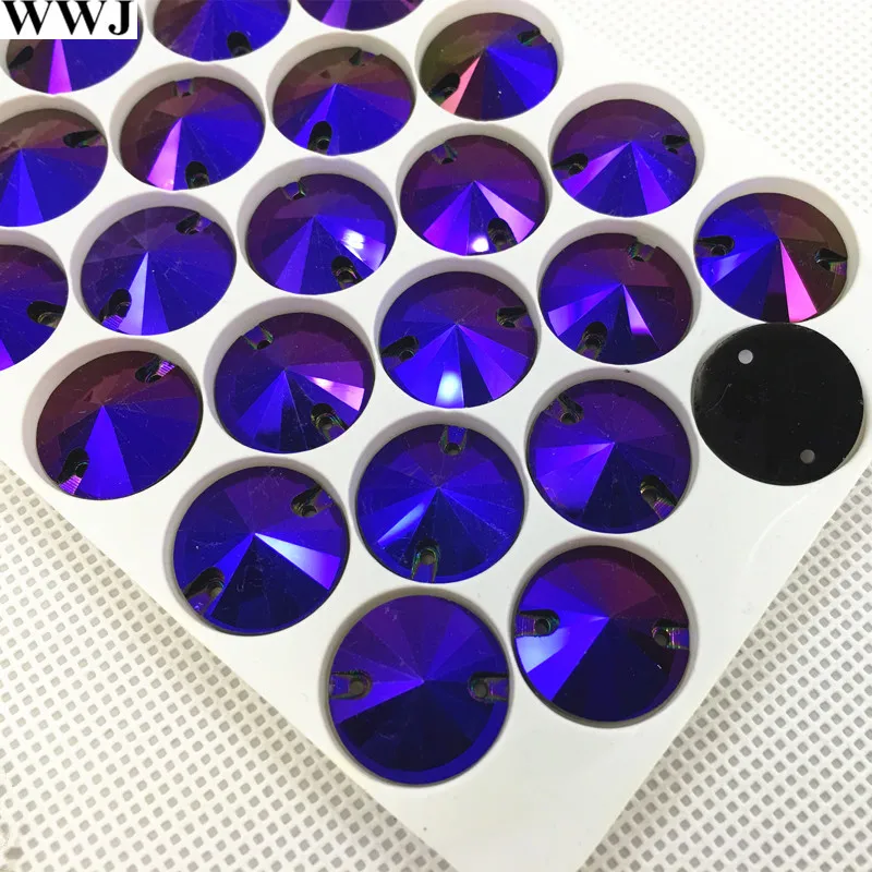 

Black AB Color 8mm,10mm,12mm,14mm,16mm,18mmRound Sewing Glass Crystal Rivoli Sew On Crystal Stone Silver Foiled Back Stone Beads