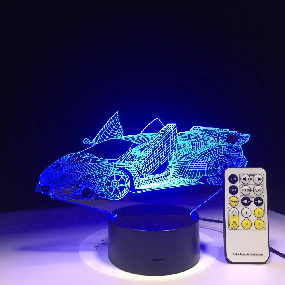 Спортивный автомобиль 3D ночной Светильник красочный сенсорный светодиодный 3D иллюзионный светильник с usb-питанием визуальная атмосферная лампа пульт дистанционного управления Прямая поставка