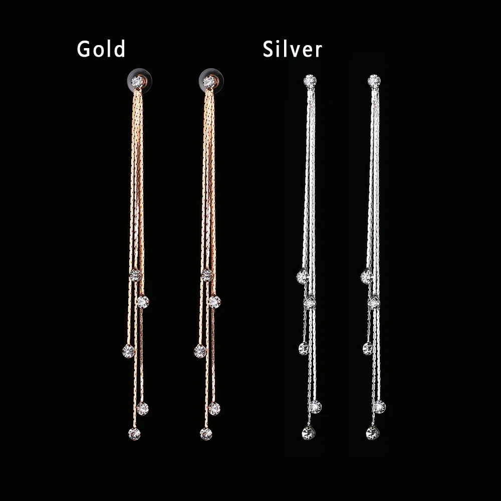 

1 pair New Arrival Fashion Elegant Rhinestone Crystal Drop Earrings Dangle Long Tassel Earrings Women Girl Jewelry gift