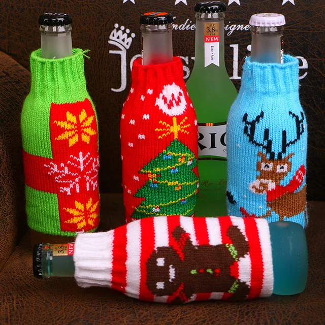 Christmas Decorations For Home Beer Bottle Knitted Cover Snowflake Custom Decorate Beer Bottles For Christmas Christmas Decorations For Home Beer Bottle Knitted Cover Snowflake Custom Decorate Beer Bottles For Christmas