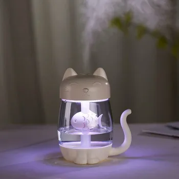 

3 in 1 350ML Cartoon cat Mini humidifier Multi-Function USB Fan LED Light Ultrasonic Adorable humidifier for Bedroom car Travel