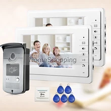ENVÍO LIBRE 7 “Color de Vídeo Teléfono de Puerta de Intercomunicación Del Sistema Con 2 Monitor en Blanco 1 RFID Lector de HD Cámara Del Timbre En Inventario Al Por Mayor