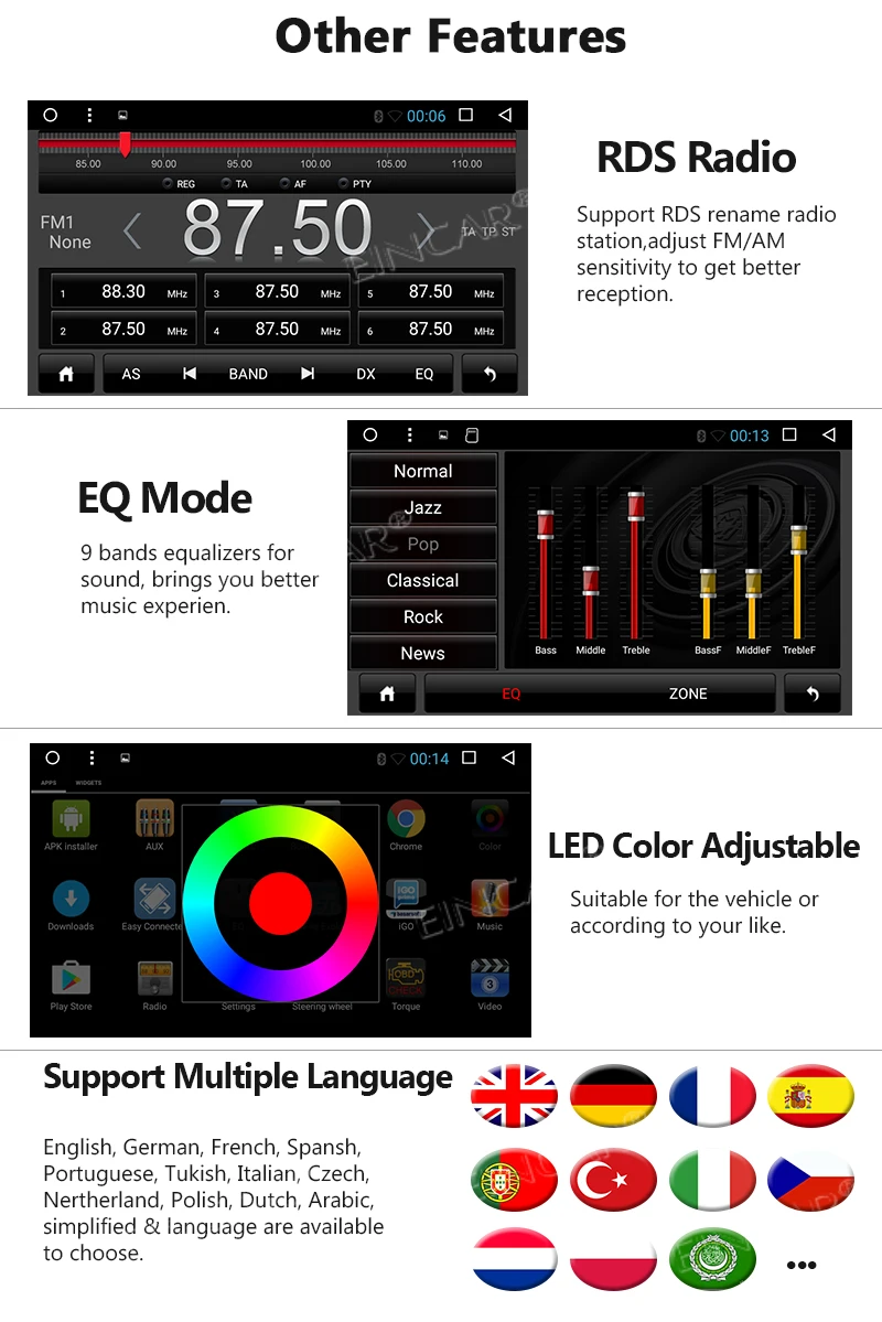 Discount Bluetooth HD 1080p Video Player Free 8GB Map GPS Navigation Steering Wheel Control FM/AM RDS Radio Android 7.1 7 Inch quad Core 14