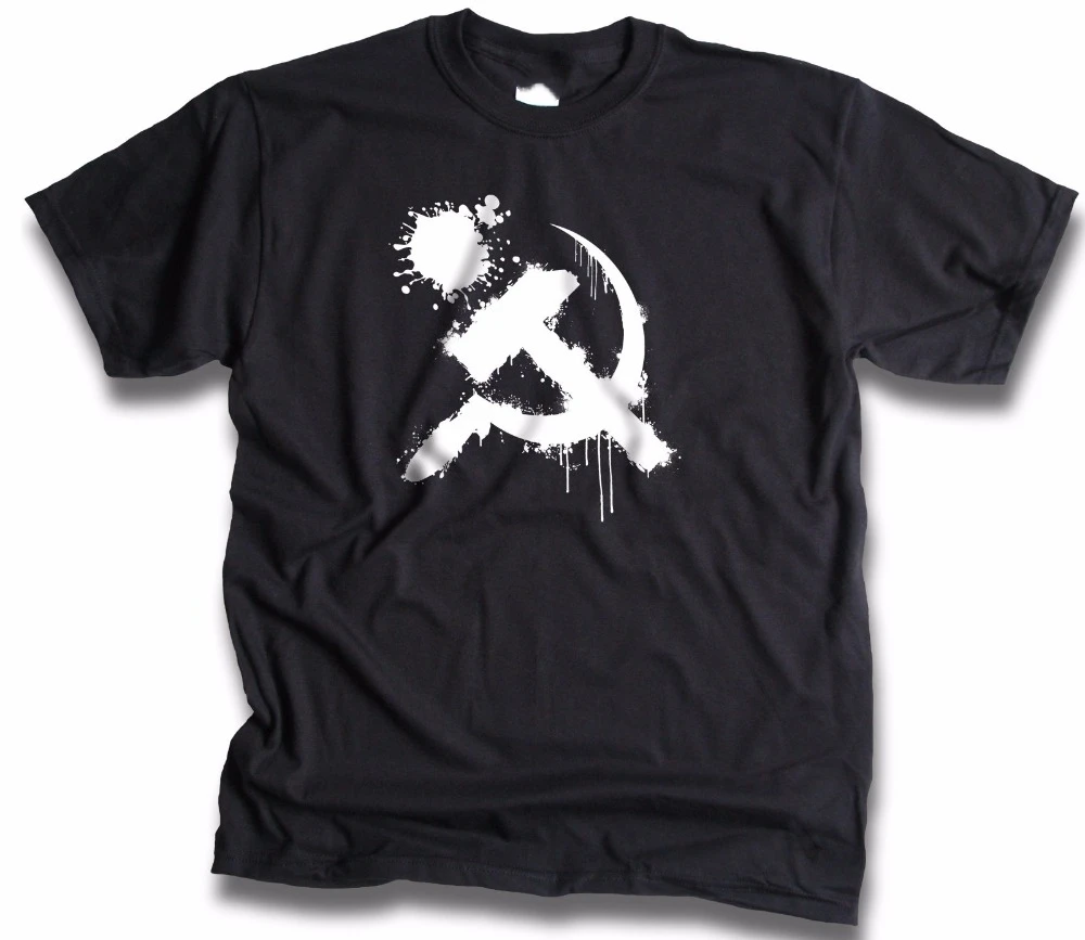 2017 Summer T Shirt Men O-Neck Tee Soviet Union Communist Russia Hammer Sickle Grunge Funny Men's T-Shirts | Мужская одежда
