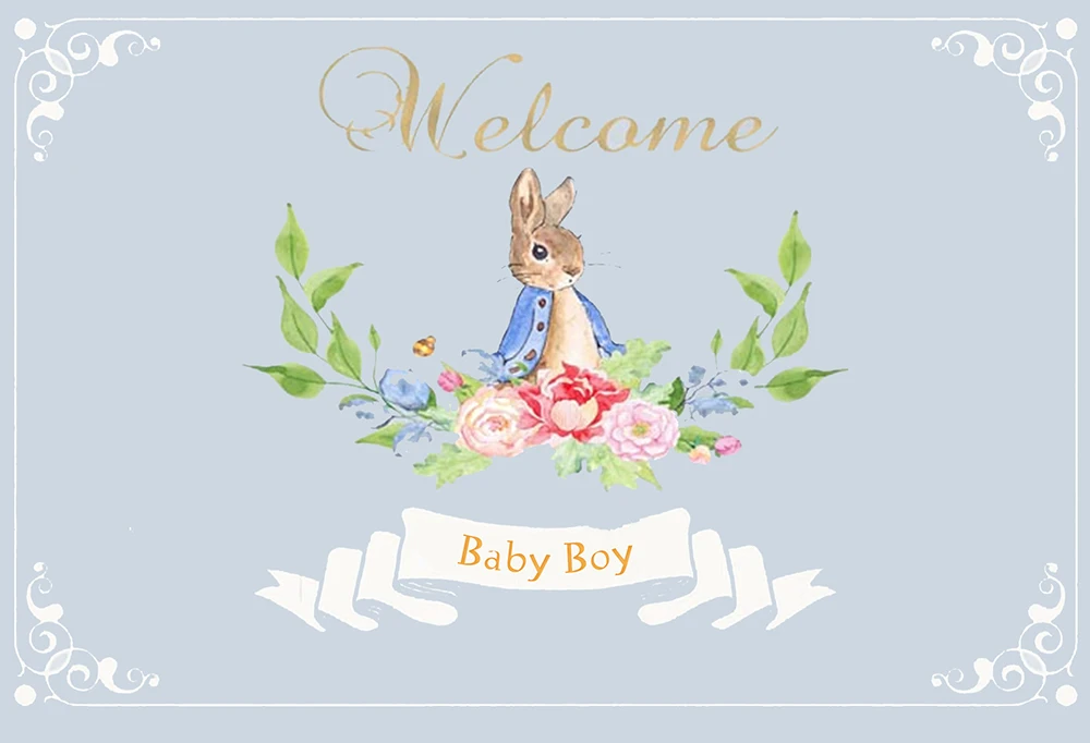 Sensfun Baby Shower Питер задний фон Кролик для фотостудии Цветок Дети День Рождения фотография фоны 7x5FT винил