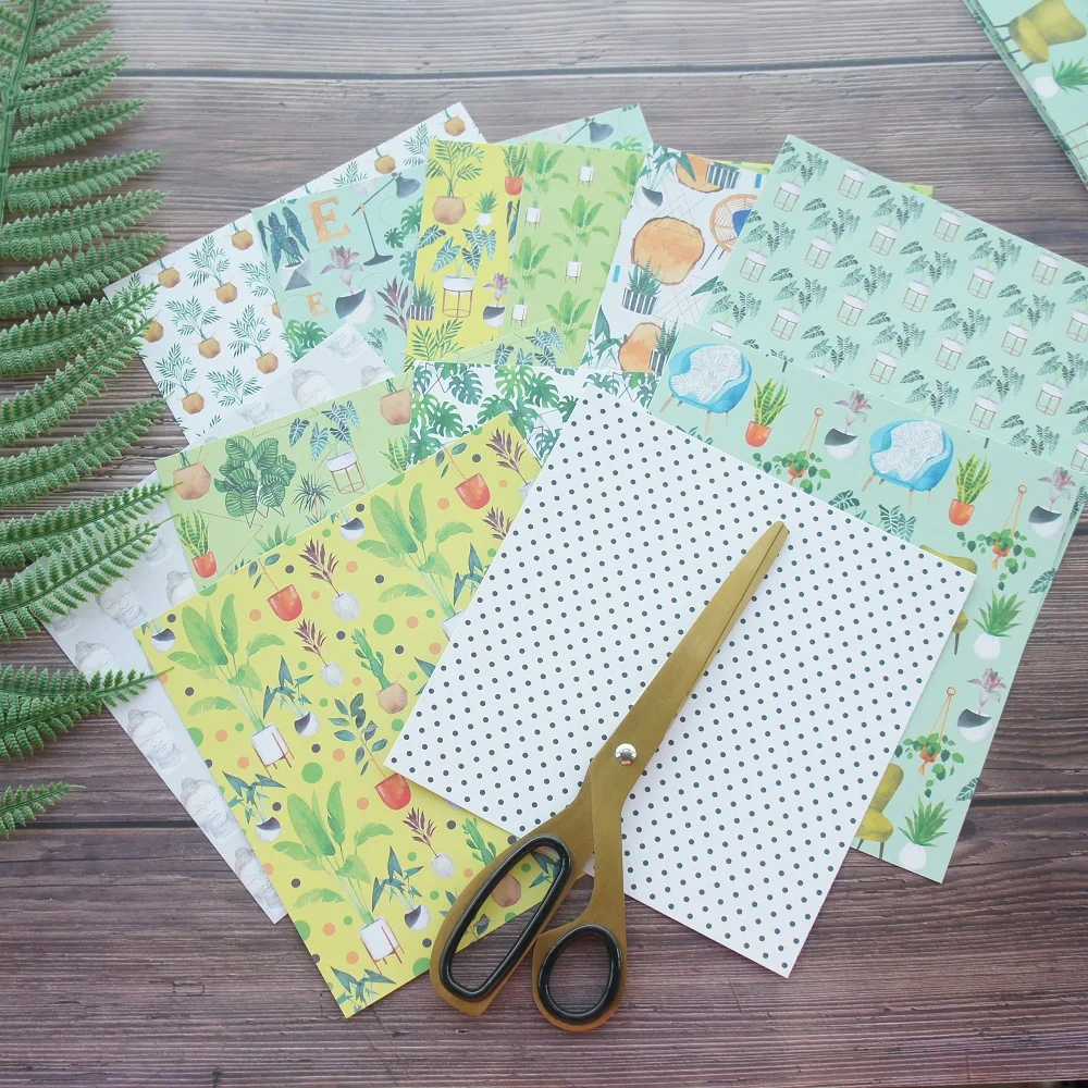 

24 sheets DIY 12 style 15.2*15.2cm living in green theme craft paper scrapbooking creative paper DIY gift use