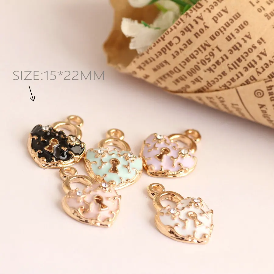 

Mini Order 10pcs/Lot 15*22MM Lovely Heart Locket Enamel Alloy Pendant Charms Gold Tone Plated Oil Drop DIY Jewelry Necklace DIY
