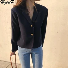 HziriP, весенне-осенние стильные женские блейзеры с длинным рукавом, тонкая офисная модная однобортная верхняя одежда высокого качества