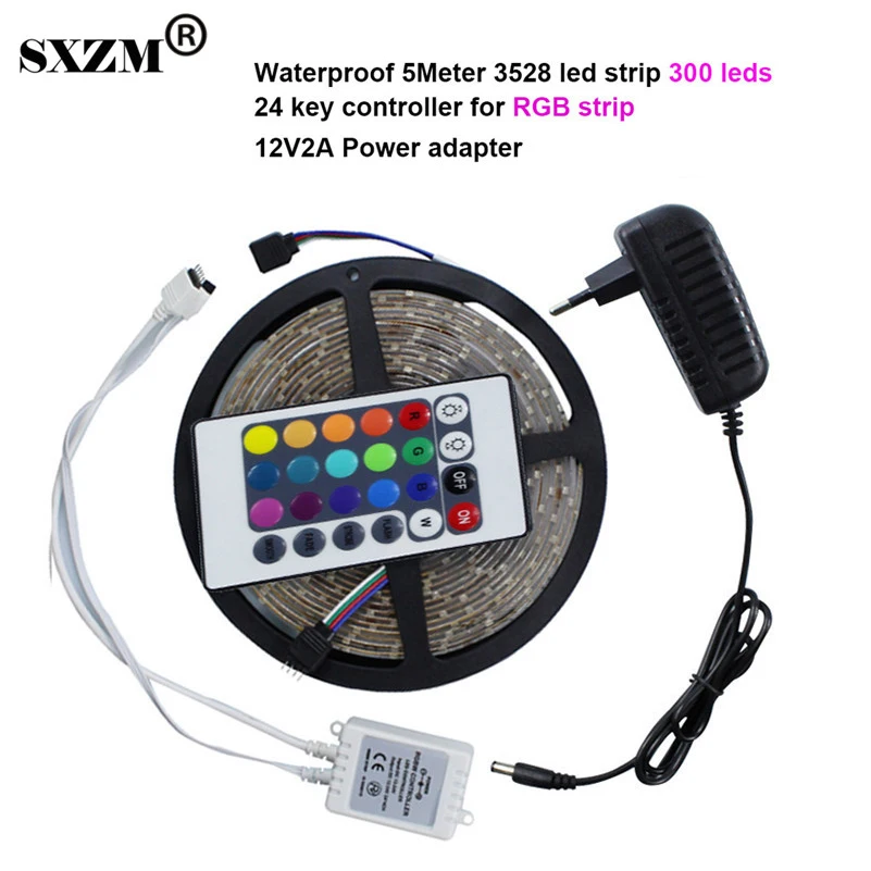 SXZM Waterproof led strip 300leds SMD 3528 DC12V safe strip lighting