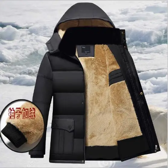 winter jackets Brand Clothing Men's Casual Parkas Long Style Loose Fit Hooded Jacker For Older Fleece Winter Jacket Men Padded | Мужская