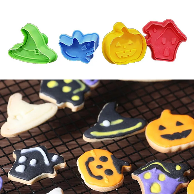 Hoomall Хэллоуин Пластик Cookie Mold резца плунжера Торт украшения инструменты для Кухня