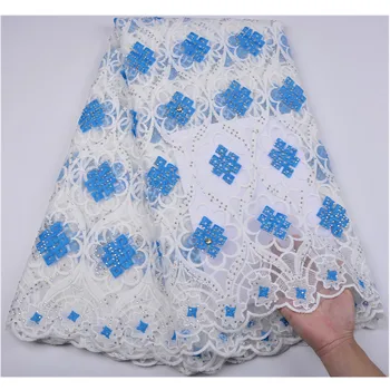 

2018 Latest French Nigerian Laces Fabrics High Quality Tulle African Embroidery Mesh Lace Fabric 5 Yards A1257