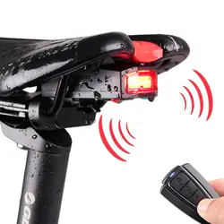 Задний фонарь USB зарядки Литий горный велосипед свет Беспроводной Водонепроницаемый Интеллектуальные удаленные Управление сигнализация