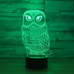 Сова новые творческие странные 3D светодиодный настольная лампа акрил спальня стерео ночники красочные touch USB ночник Валентина день