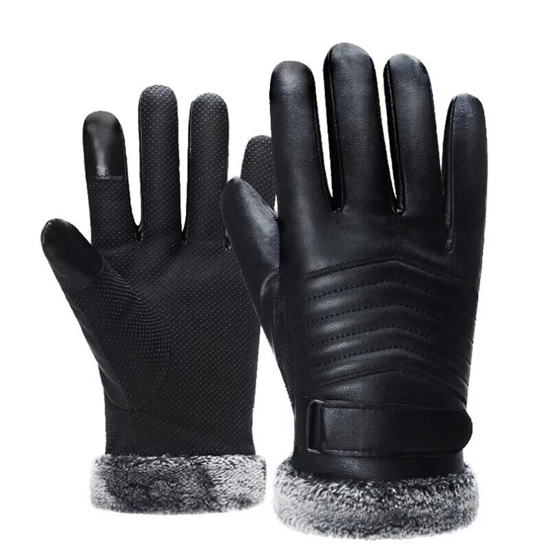 BING YUAN HAO XUAN Winter Gloves Men Simulation leather Mitten Plus Velvet Thickening Warm Gloves Full Finger Gloves 