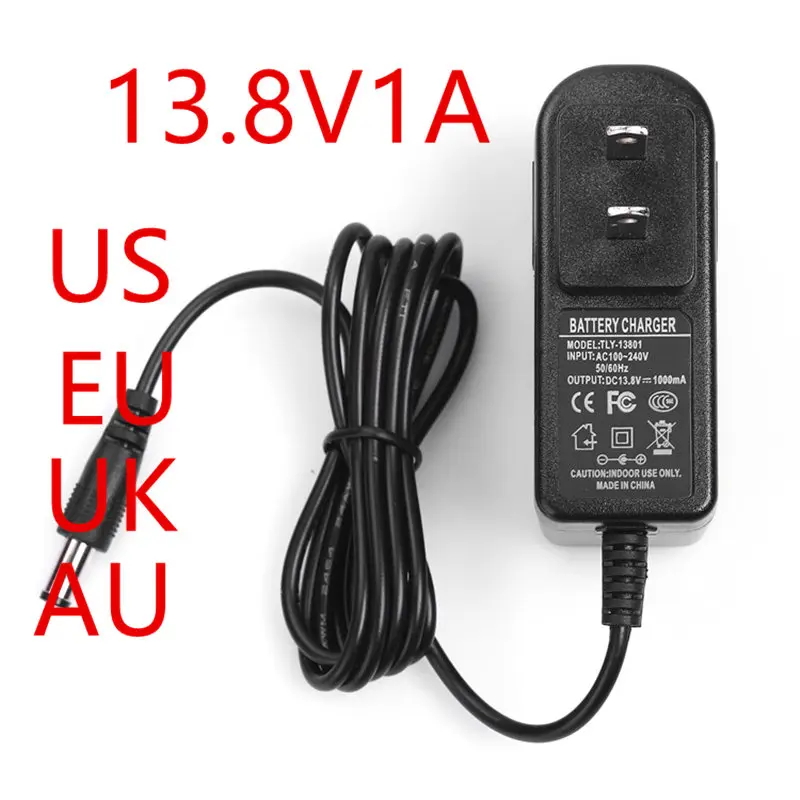 

100PCS NEW 13.8V 1A Power adapter 100-240VAC 13.8V1000mA adapter DC head is 5.5 * 2.1mm EU/US/UK/AU plug