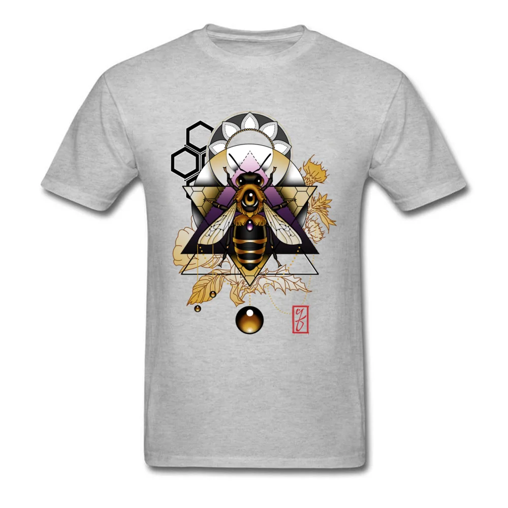honey bee 8340 Men T Shirt Funny Normal Tops Tees Cotton Crewneck Short Sleeve Funny Tee Shirts Fall Wholesale honey bee 8340 grey
