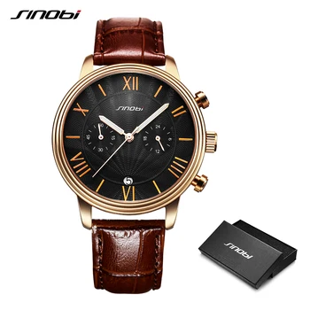 

SINOBI Men's Watch Man Quartz Wristwatch Calender Leather Strap Watches Luxury Brand Male Clock Geneva Watches Relogio Masculino
