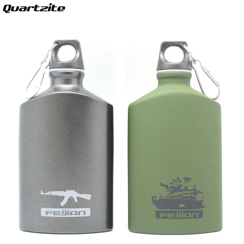 500ML Outdoor Sports Water Bottle Aluminum Oval travel sports kettle student metal Drinking