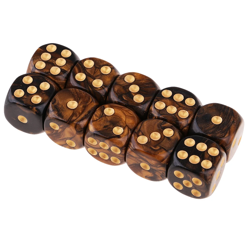 MagiDeal 10pcs 6-Sided Dice Set Bright Colors 16 mm Dice Game Multi-Sided Dice for Board Games Casino Gifts Teaching