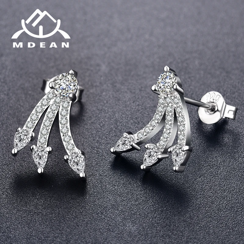 Серьги MDEAN из белого золота с белым цирконием класса ААА Модные женские серьги