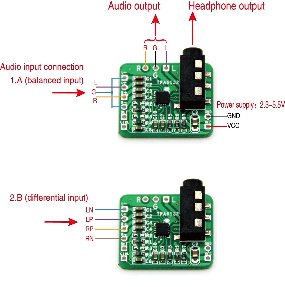 TPA6132 разница сбалансированным одного Порты и разъёмы Выход Усилители домашние доска I усилитель для наушников HiFi 2.3~ 5.5 В