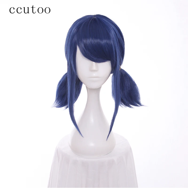 

ccutoo Miraculous Ladybug Marinette Ladybug Synthetic Hair Heat Resistance Cosplay Wigs Blue Twin Tail Bunches