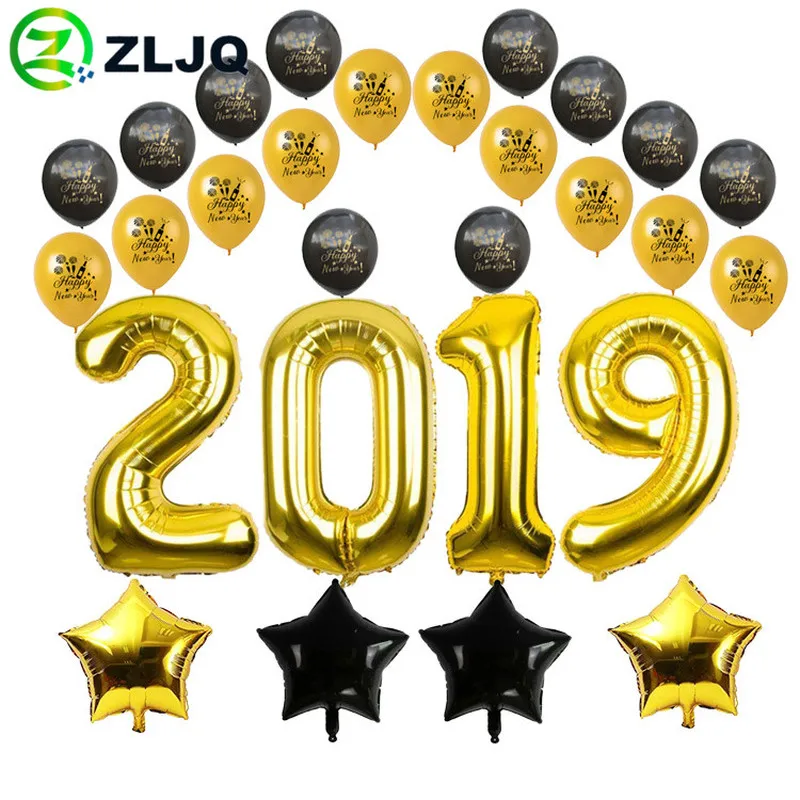 ZLJQ Happy Новый год Номер 2019 воздушные шары с гелием ЕВА вечерние Декор Веселый