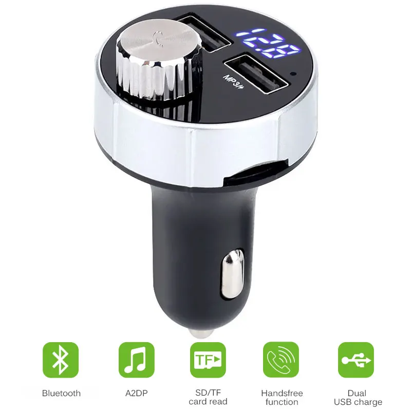 Vehemo 12 V-24 V 3.1A двойной fm-трансмиттер с USB стерео Bluetooth автомобильный набор, свободные руки, MP3 TF карты Mic Smart автомобильной