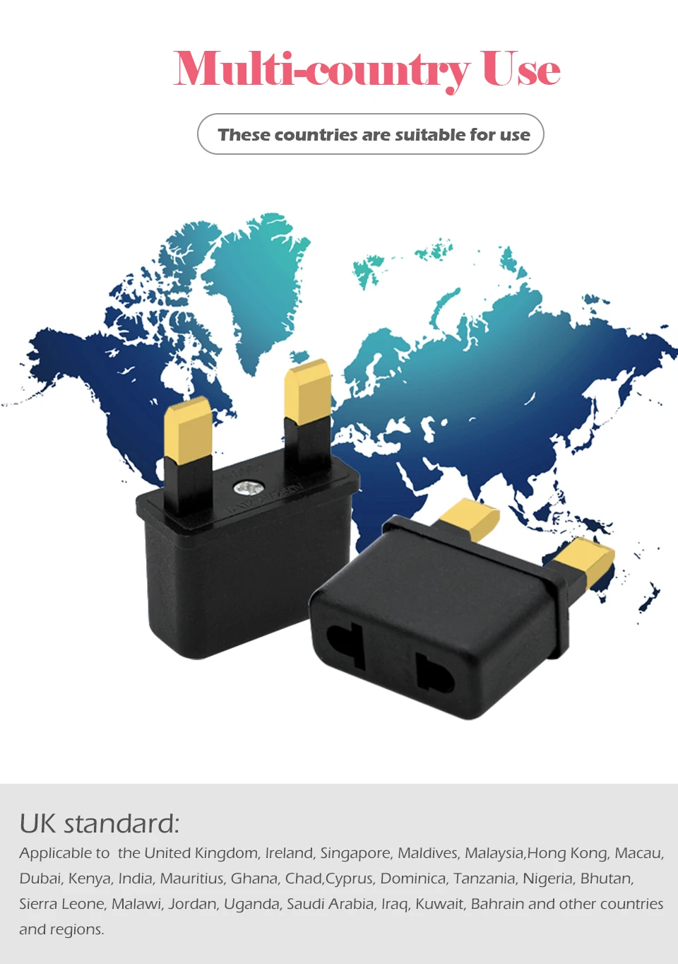 1PC US EU TO UK AC Power Adaptor Plug Travel Wall Charger Outlet Adapter Converter 2 Socket For Phone Laptop Electronic Charging (5)
