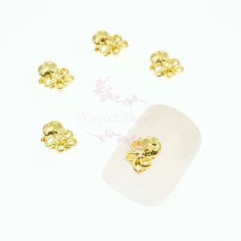 

100PCS/LOT 7x6MM Octopus Shape Metal Summer Ocean Series Gold Plated Alloy Charms Nail Art Tips Manicure Crafts DIY Decorations