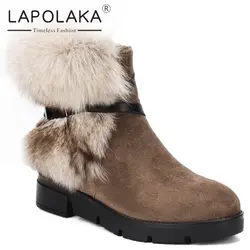 Lapolaka/2019 г. новое поступление, хит продаж, большие размеры 36-41, зимняя обувь на меху на молнии, женские ботинки, женские ботильоны