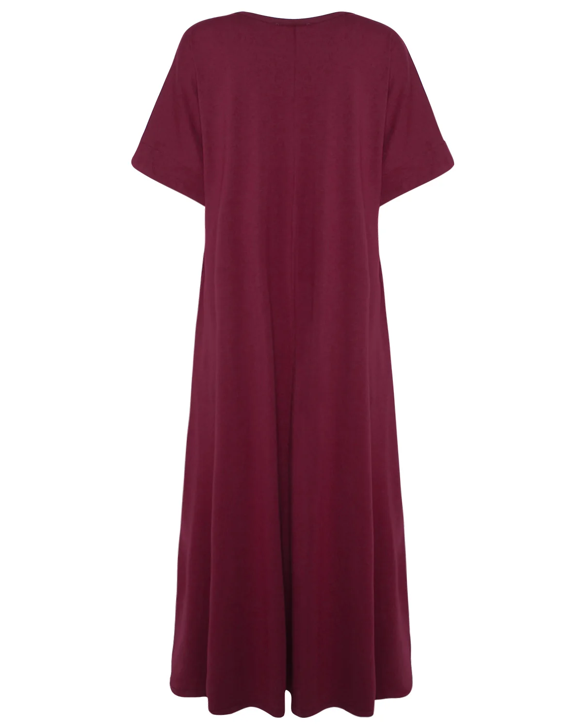 Zanzea размера плюс Макси платье женское летнее с o-образным вырезом длинное платье женское с коротким рукавом свободное одноцветное вечернее детское летнее платье Vestidos - Цвет: Wine Red