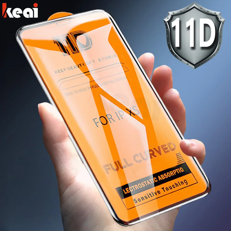 

11D Full Cover Glue Tempered Glass For iPhone X XR XS 6 7 8 Max Screen Protector Protective film For iPhone 7 8 6 Plus Glass