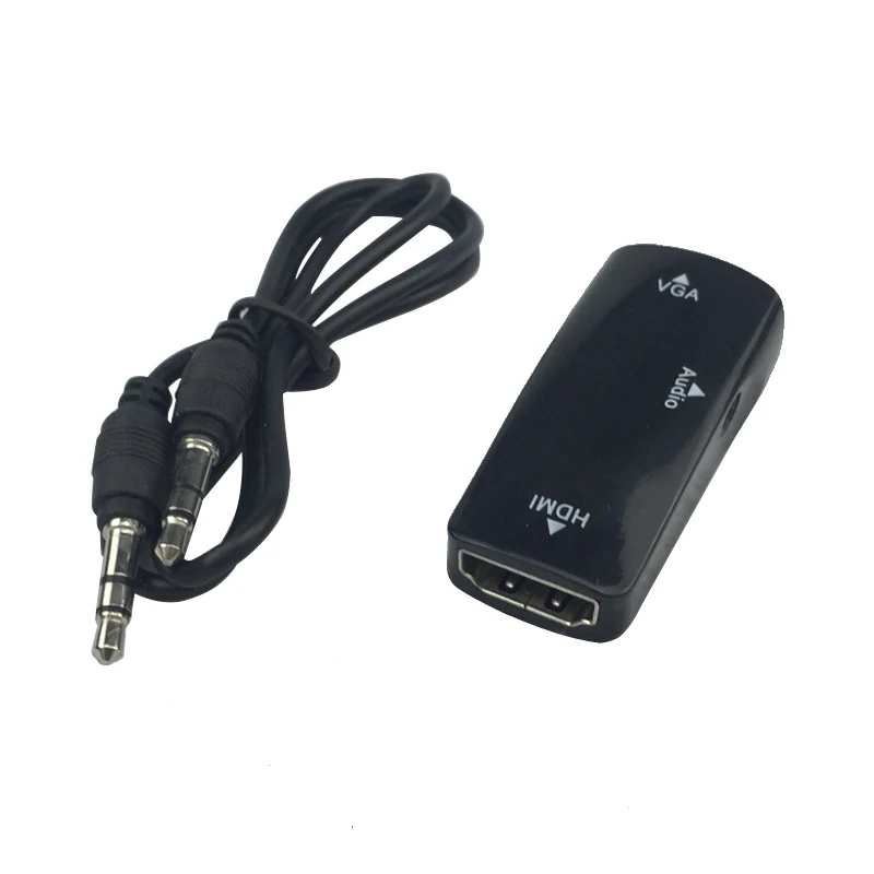 High Quality HDMI to VGA Adapter Female to Female + Audio Cable 1080P