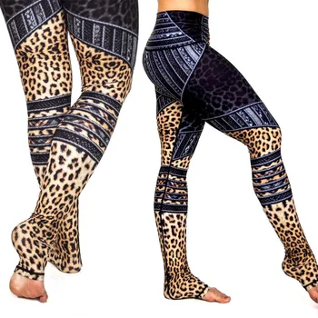 

Drop Shipping Women Metal Leopard Print Leggings Elastic High Waist Step on Foot Leggins Drop Shipping Girls Long Leggings